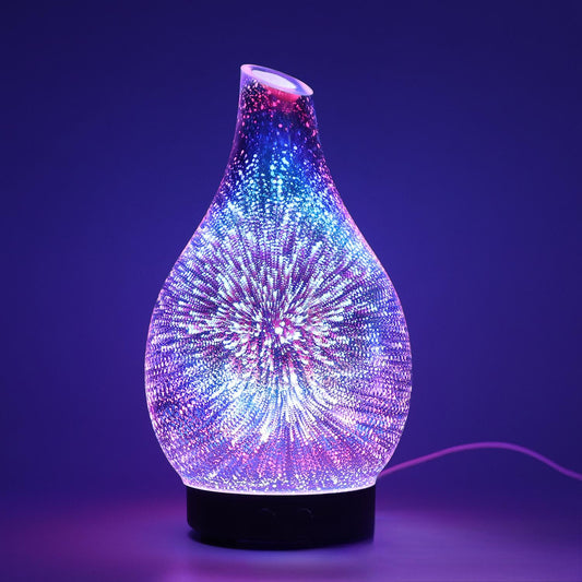 100ml Aromatherapy Machine Humidifier 3D Colorful Fireworks Aromatherapy Night Light Glass Home Ultrasonic Essential Oil Diffuser