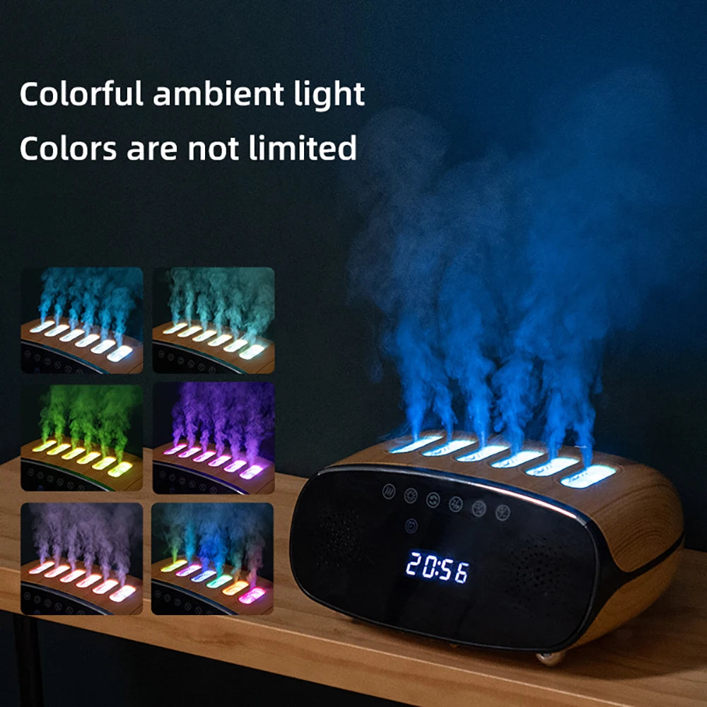 Music Clock Humidifier Colorful Volcano Light Timer for Bedroom Home Yoga Office Flame Humidifier Ultrasonic Essential