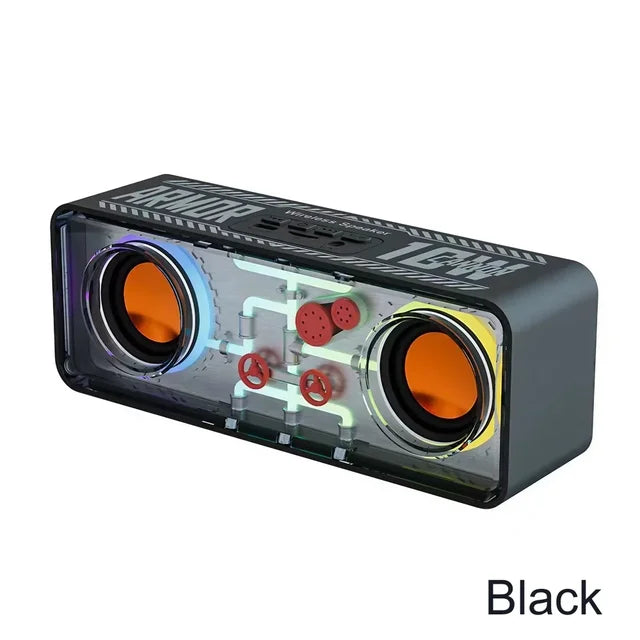 Bass Vibro-sound PUNK Style Dual Speakers Transparent Mechanical Wireless Bluetooth Speakers