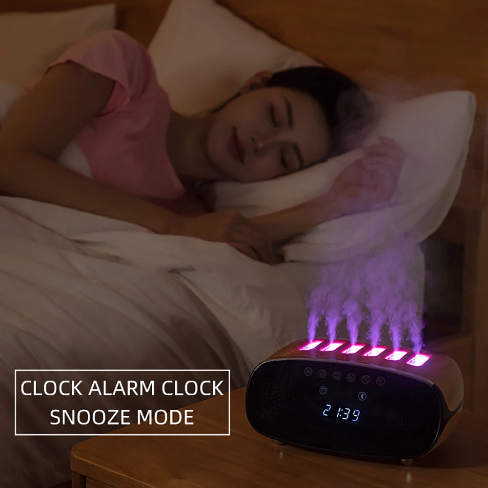 Music Clock Humidifier Colorful Volcano Light Timer for Bedroom Home Yoga Office Flame Humidifier Ultrasonic Essential